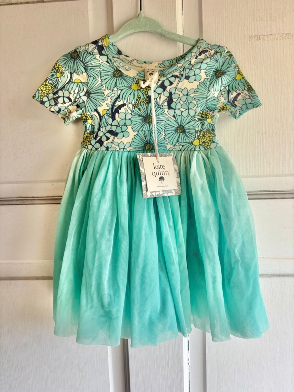 Kate Quinn Baby Girl Tulle Dress 6-12M NWT Floral Aqua Ballerina Tutu